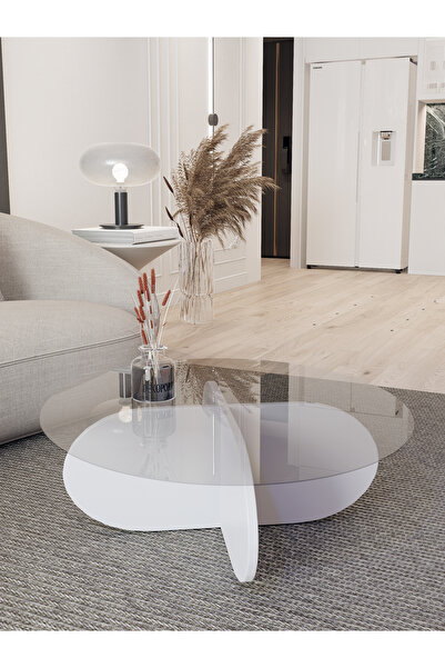 Dekoport Alp Orta Sehpa, Ahşap Orta Sehpa, Cam Orta Sehpa Temperli Cam