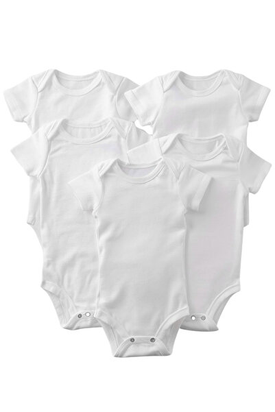 ARELSTORE 5'li Kısa Kollu %100 Pamuk Bebek Zıbın 5'li Paket
