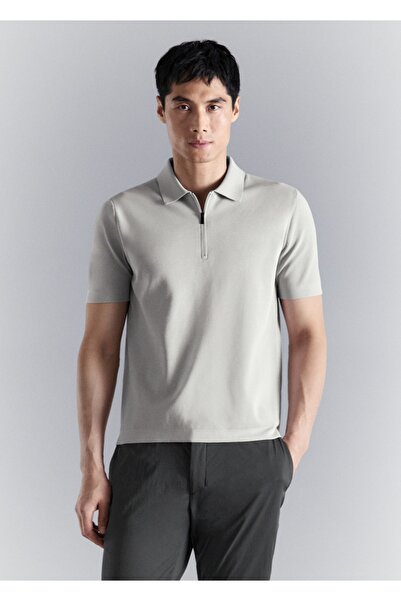 MANGO Man Comfort stretch fermuarlı polo yaka gömlek