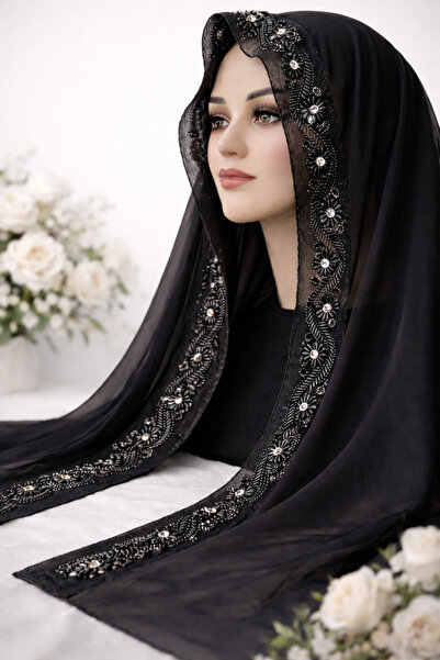 Ceylan Mevlüt Örtüsü - Siyah Boncuklu, Pullu Ve Taşlı Mevlüt Örtüsü