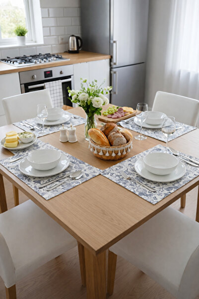 Rona Home Set de 6 suporturi de prezentare pentru masă cu model floral în sti...