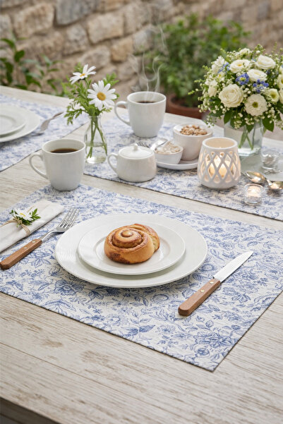 Rona Home Set de 6 suporturi de prezentare pentru masă cu model floral în sti...