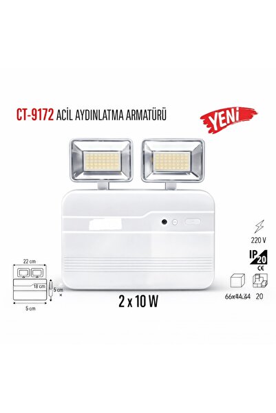 ATLT ATLANTİS 2X10W 400 LÜMEN CT-9172 ACİL AYDINLATMA ARMATÖRÜ ŞARJLI 2 KADEM...
