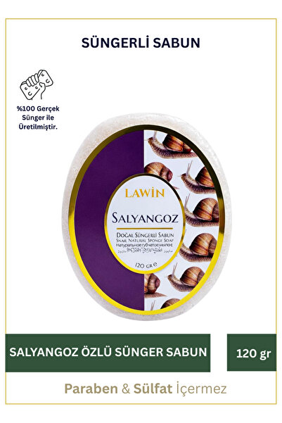 LAWİN Salyangoz Özlü Doğal Süngerli Sabun – Banyo Süngeri Lif, Peeling Etkili...