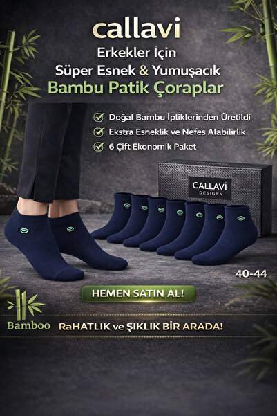 CALLAVI Dikişsiz bambu erkek patik kutulu 6 çift