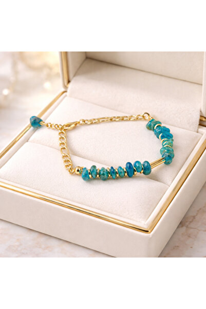 Agatella Tasarım Natural Apatite Stone Bracelet – with Steel Apparatus