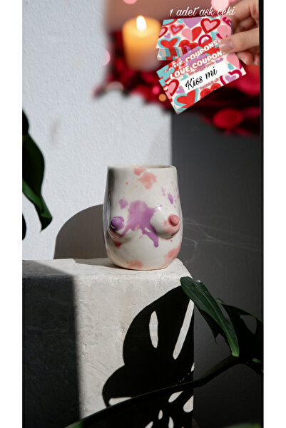 Maui El Yapımı Seramik Memeli Bardak, Kulpsuz Seramik kupa , Memeli Mug, Meme...