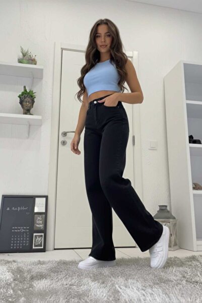 NWC Marisa material elastic Pantaloni casual pentru femei, negri, super talie...