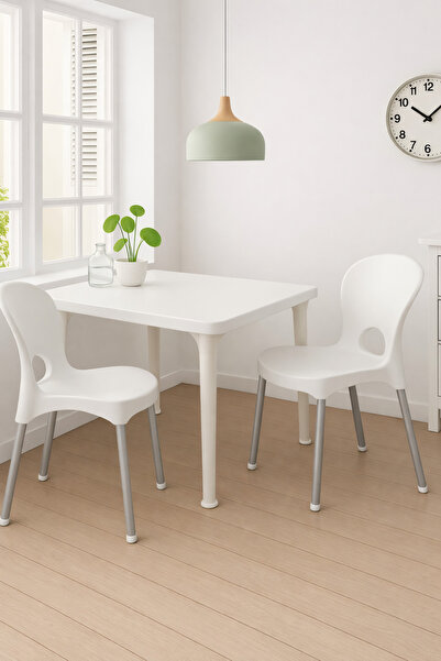 ALMUFARREJ 2 white multi-use chairs, 77x45x39 cm, without table