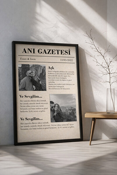 Artollia Tablo Anı Gazetesi Kişiye Özel Çerçeveli 30x40 Sevgililer Günü Özel ...