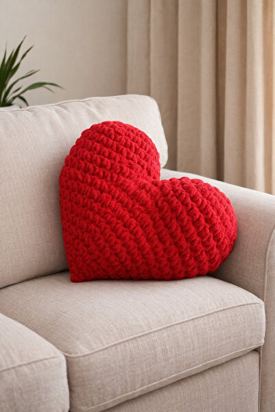 NecloveCraft Romantik Kalp Yastık - Sevgililer Günü Kırmızı Kalp Yastık - hed...
