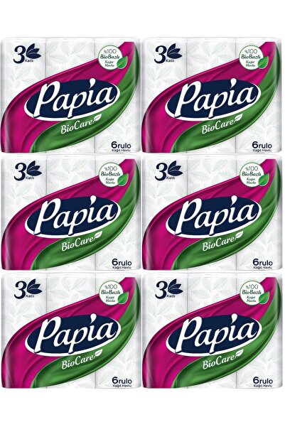 Papia مناشف ورقية (3 طبقات) مجموعة من 36 قطعة من بيو كير (6 عبوات*6)