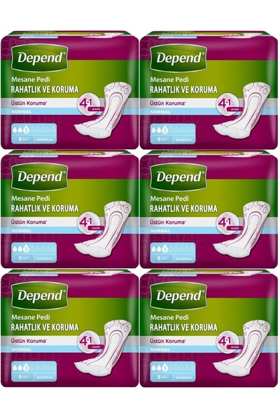 Depend STD Depend Mesane Pedi Normal Rahatlık ve Koruma 48 Adet (6PK*8) ( TEK...
