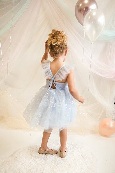 ministok Rugiada Arkadan Bağlamalı Kız Elbise