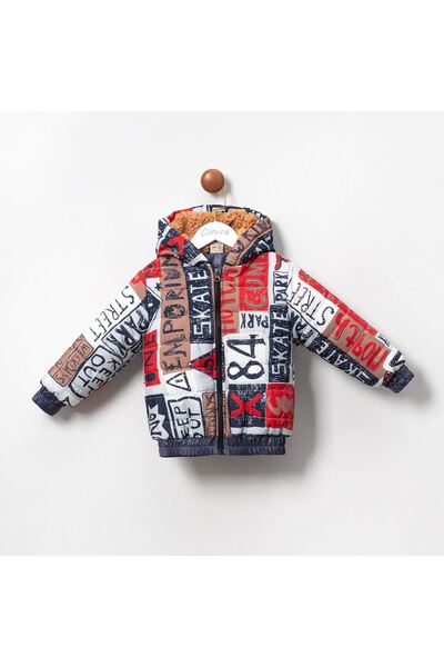 Cumino Palton pentru băiat din blană/căptușeală - Palton pentru băiat cu glug...