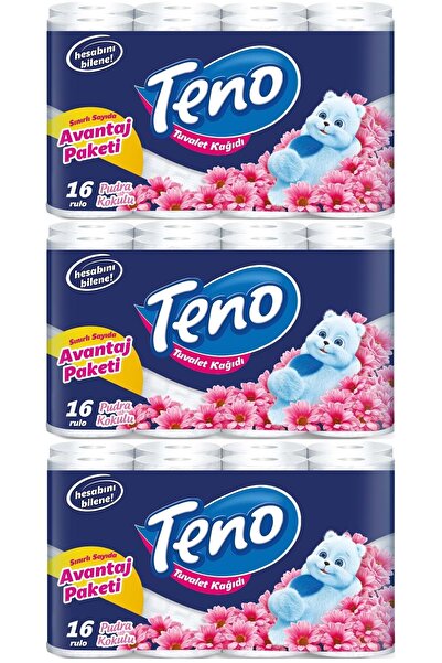 Teno Ultra Tuvalet Kağıdı Çift Katlı 48 Li Set (3PK*16) Pudra Kokulu (Avantaj...