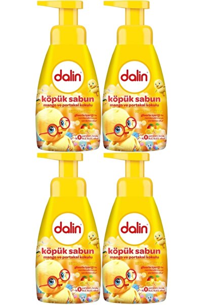 Dalin Köpük Sabun 200ML Mango ve Portakal Kokulu Çoçuklarınız İçin (4 Lü Set)