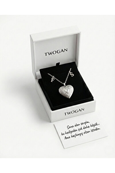 TWOGAN Kişiye Özel Çif Harfli Kallp Açılabilir Kapaklı , Fotoğraf Kalp , 14 Ş...