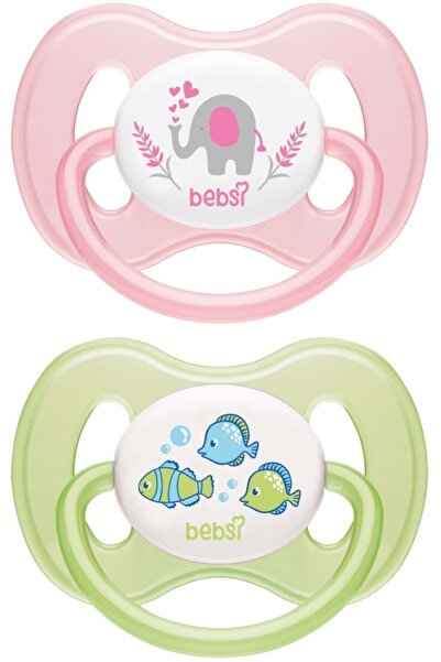 Bebsi Emzik Ortodontik Damaklı Kelebek No:1 Pembe-Yeşil (2 Li PK) Fırsat Pk