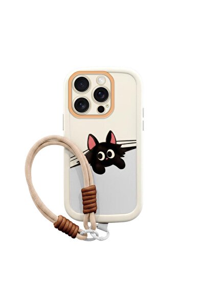 Zebana Apple iPhone 15 Pro Max Uyumlu Kılıf El Bilekli Cat and Puppy Silikon ...