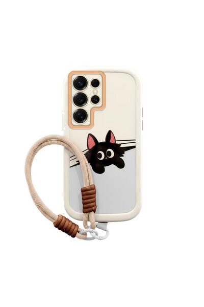 Zebana Samsung Galaxy S24 Ultra Uyumlu Kılıf El Bilekli Cat and Puppy Silikon...