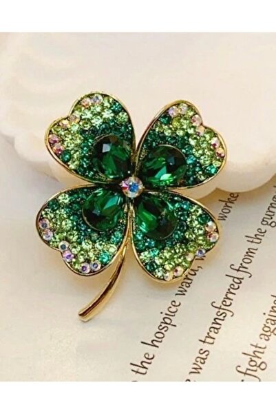 giez Taşlı Şık Dört Yaprak Yonca Broş
