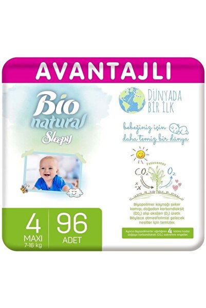Sleepy حفاضات أطفال بيو ناتشورال مقاس: 4 (7-16 كجم) ماكسي 96 قطعة ألترا بي كيه