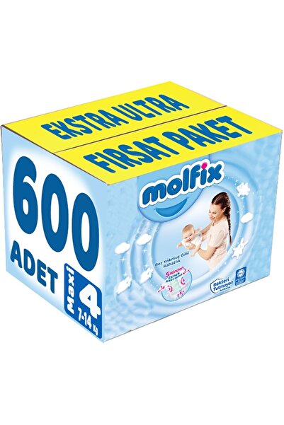 Molfix Bebek Bezi Beden:4 (7-14Kg) Maxi 600 Adet Ekstra Ultra Fırsat Pk