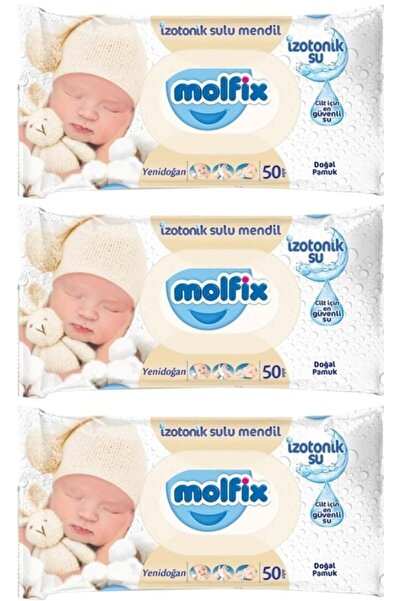 Molfix Islak Havlu Mendil İzotonik Yeni Doğan 3 Lü Set 50 Yaprak Pamuklu Plas...