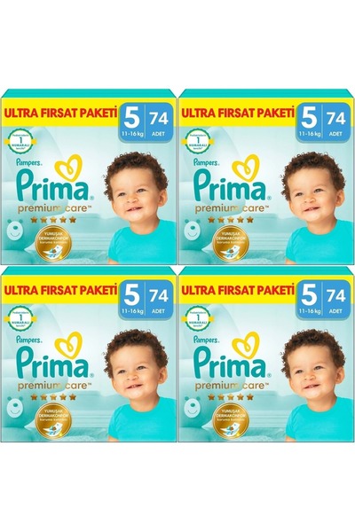 Prima Premium Care Bebek Bezi Beden:5 (11-16) Junior 296 Adet Ultra Fırsat Pk