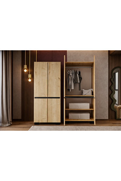 VM VERTEX MOBİLYA Floransa 4 Kapılı Flr4 -ıra Safir - Antrasit Gardırop-çok A...