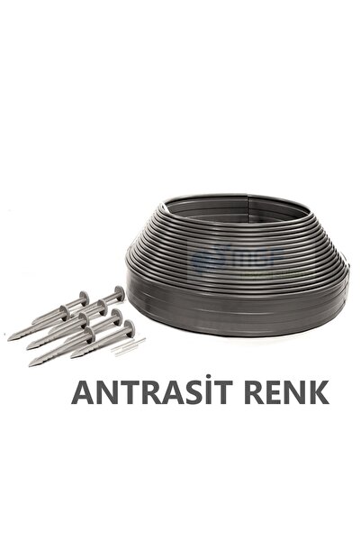 MGF PLAST Mgf Çim Ayırıcı (10Mt. Antrasit) Çim Sınırlayıcı Taş Toprak Ayıracı Çim Taş Toprak Bariyeri