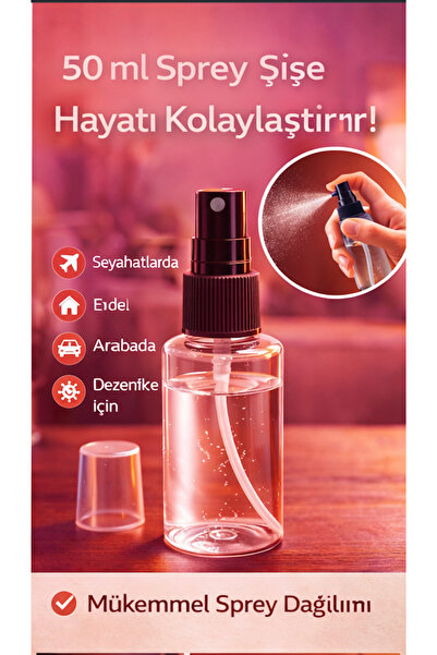 Owersea 12 Adet Boş Şişe 50 mL Spreyli Kolonya Şişesi Doldurulabilir Cep Plas...