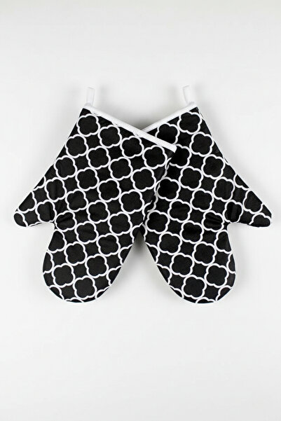 Morlay Set of 2 Heat Resistant Kitchen Oven Gloves & Black Ring