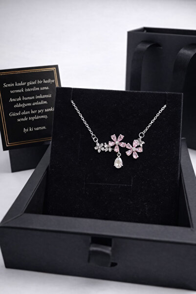 aromahediye 14 Ayar Altın Kaplama Kiraz Çiçeği Kolye