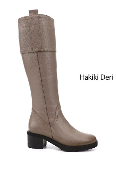 GÖNDERİ(R) Dámské/dívčí norkové boty z pravé kůže na zip na silném podpatku