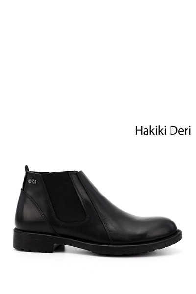 GÖNDERİ(R) Erkek Siyah Hakiki Deri Chelsea Bot