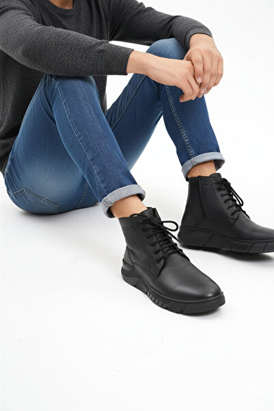 Deripabuc Чорні чоловічі шкіряні черевики з натуральної шкіри Mrd15-0833