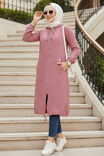 Neva Style Fermuarlı Gül Kurusu Tesettür Kap 70792GK