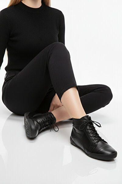 Deripabuc Černé dámské kožené boty z pravé kůže TRC-B503