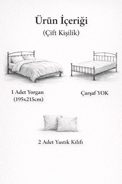 Binna Soft Karmina Ultura Yumuşak Wellsoft Slikon Dolgulu Çift Kişilik Yorgan + Yastık Kılıfı Set/ Uyku Seti