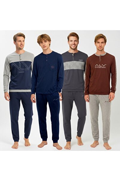 BONBON Men's Cotton 4-Piece 2-Piece Pajama Set Bb2241
