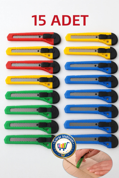 nistabolje 15 Adet Maket Bıçağı Ekonomik Paket Büyük Boy Bıçak Falçata Hırdavat