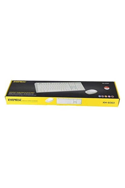 Everest KM-6063 USB Kablosuz BeyazGri Multimedya Standart Q Klavye ve Mouse Set