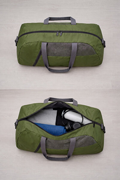 MUCCO Чанта за пътуване Kaff Large Khaki с регулируема презрамка и преден джо...