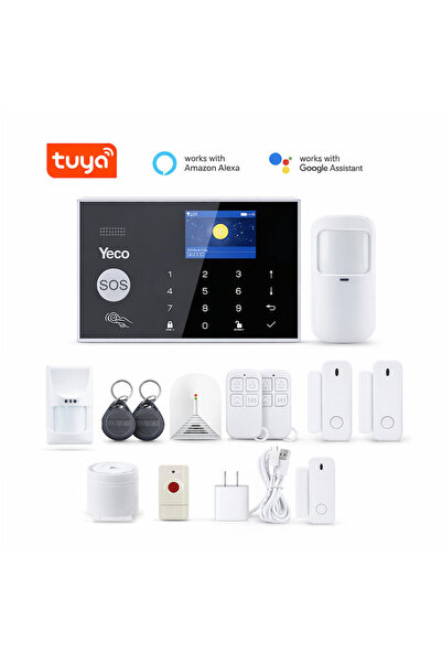YECO SAS-10 Premium Akıllı Alarm ve Güvenlik Seti, Tuya Uyumlu, WiFi ve GSM, ...