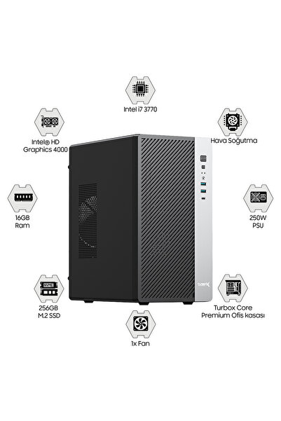 TURBOX Tx3029 i7 3770 16GB Ram 256GB M.2 NVMe SSD Masaüstü Ev Oem Paket