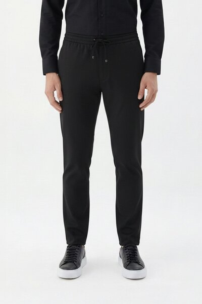 Sabri Özel Giotelli Siyah Slim Fit Yünlü Jogger Pantolon