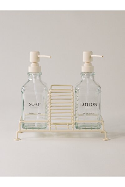 Minihol Gustea Stand și dozator dublu de săpun lichid - Bej