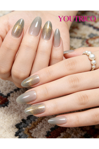 Youtrico أظافر صناعية على شكل عين القطة للنساء، مرآة ناعمة، مقطوعة بالماس، أظ...